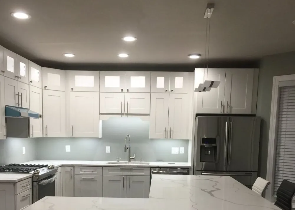 Recessed lights on in kitchen