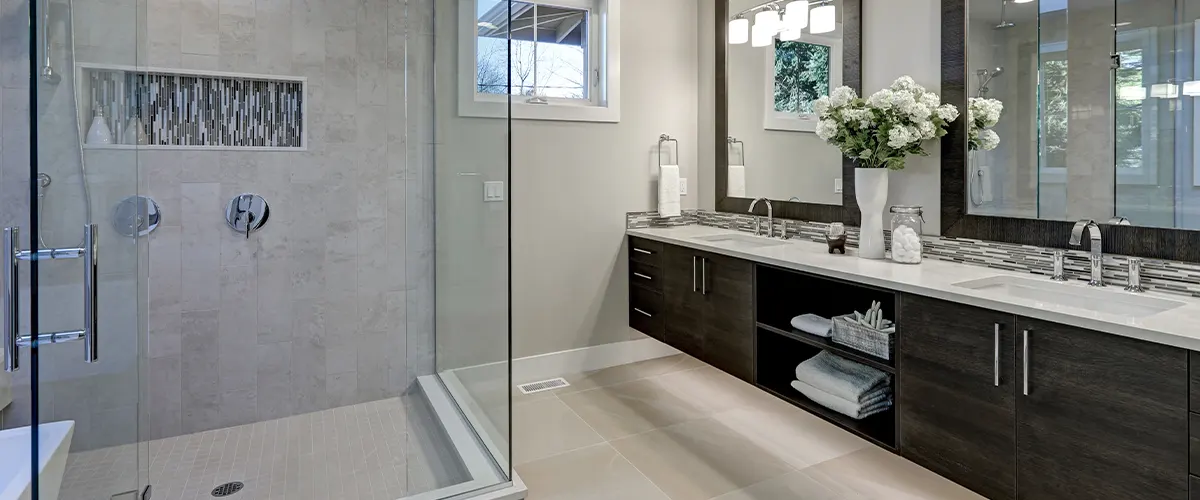bathroom with large shower