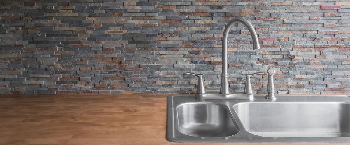 large sink on wood countertop