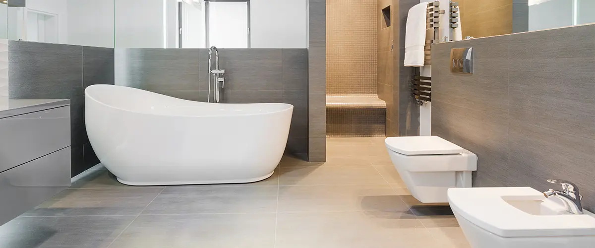 A bathroom remodel that adds value to your home with a freestanding tub and bidet