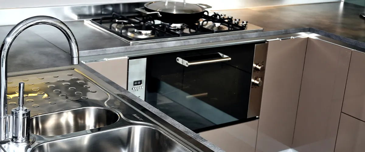 stainless steel countertop in kitchen