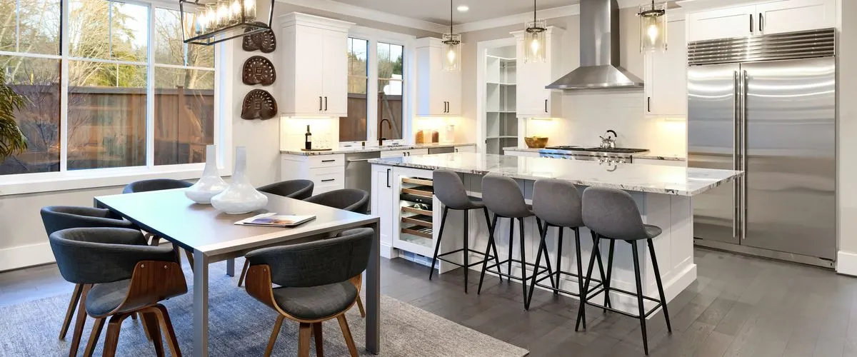 full remodeled kitchen with kitchen island