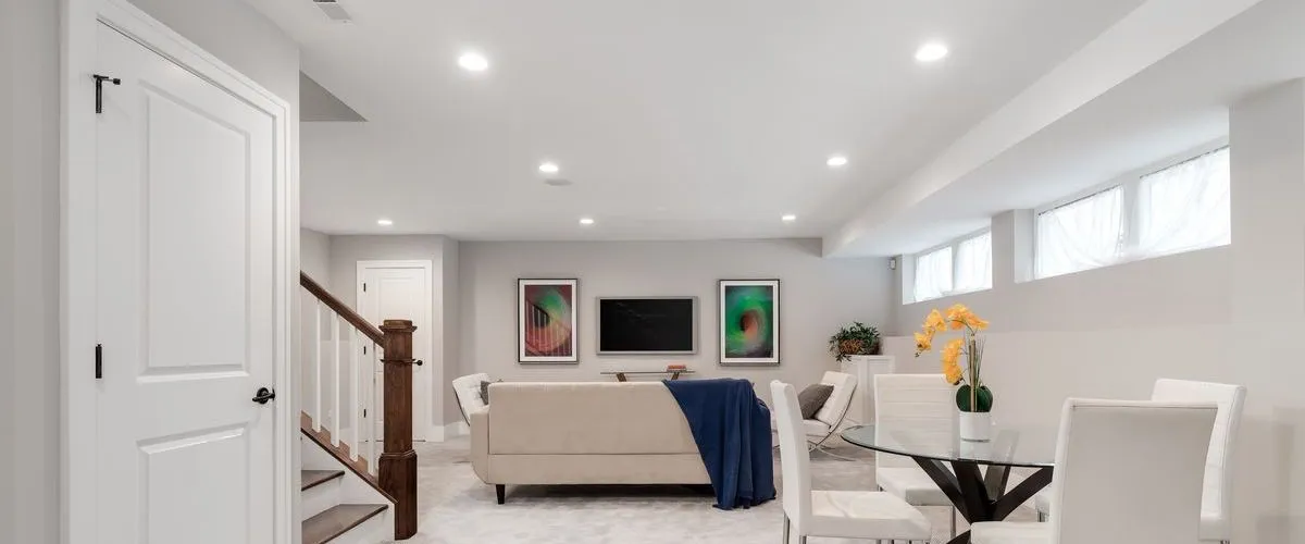 minimalist basement idea full white