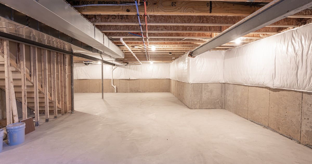 A spacious and modern finished basement featuring a luxury seating area and recessed lighting, highlighting basement remodel cost value.